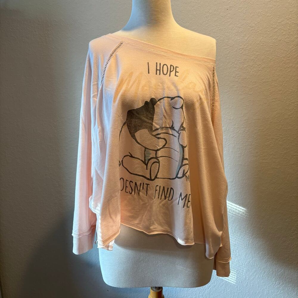DISNEY WINNIE THE POOH “I Hope MONDAY Doesn’t Find Me” Lounge Shirt Pink Sz 3XL